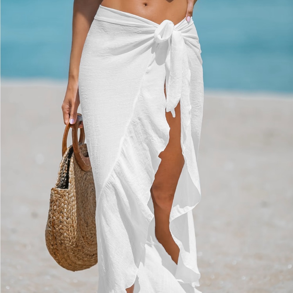 Cupshe White Swim Coverup with Elegant Side Tie